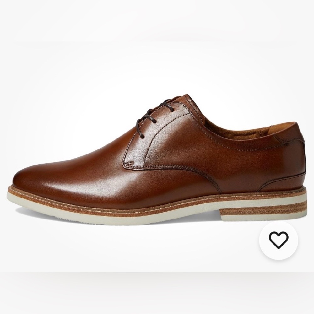 Florsheim Men’s Highland Plain Toe Oxford Shoes Cognac Smooth/White Sole. Size 8
